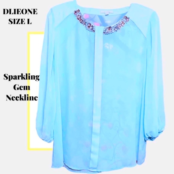 DLIEONE SPARKLING REAL GEM STONE ADORNED COLLAR SZ LRG PALE BLUE, SHEER UNIQUE🤩 - Picture 2 of 12